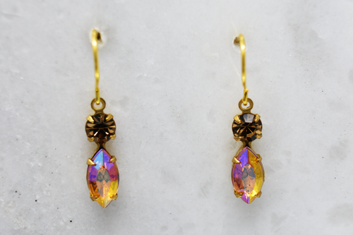 Swarovski AB Topaz Navette earrings