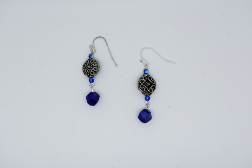 Grecian silver and Czech glass earrings