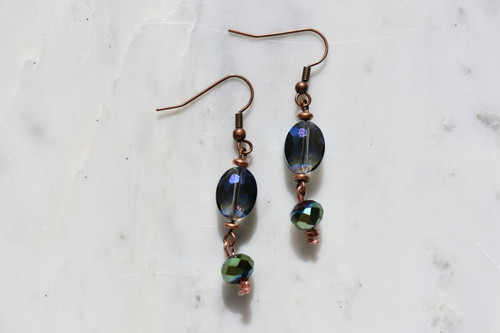 Czech glass beads with copper coils earrings