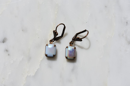 Powder Blue Cushion Top Glass Bead earring