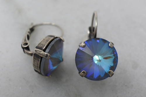 Ultra Arctic AB Swarovski 12 mm Rivoli earrings