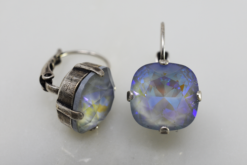 Swarovski Arctic White 12 mm Cushion Cut earrings