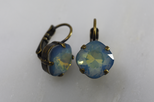 Swarovski White Opal Star Shine 10 mm Cushion Cut earrings