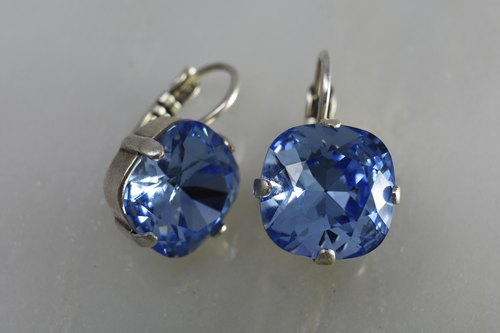 Swarovski Light Sapphire 12 mm Cushion Cut earrings