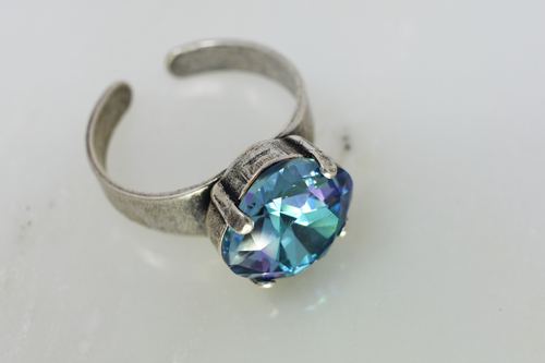 Blue Lagoon Cushion Cut Swarovski Ring