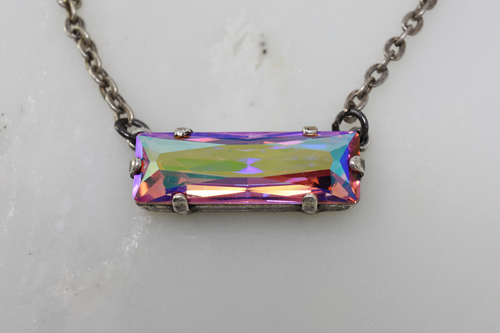 Pink AB Swarovski Baguette Necklace
