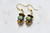 Blue Frosted Czech Glass and Gold Plated Disk Bead earrings