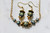 Blue Frosted Czech Glass, Gold Plated Disk Bead necklace, earrings set