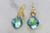 Swarovski Erinite Shimmer Cushion Cut and Round Accent earrings