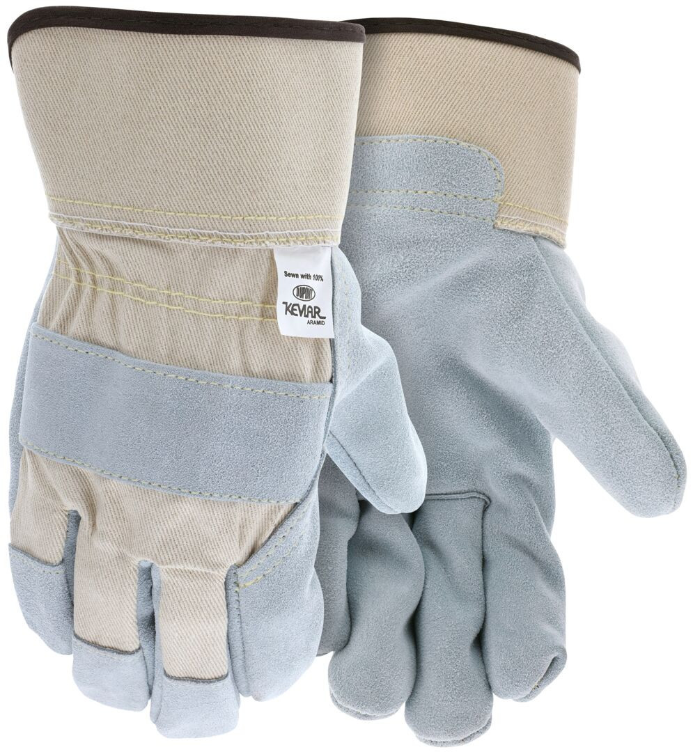 MCR Safety 1500K Cut Resistant Gloves, ANSI A2, Leather Palm Work Gloves