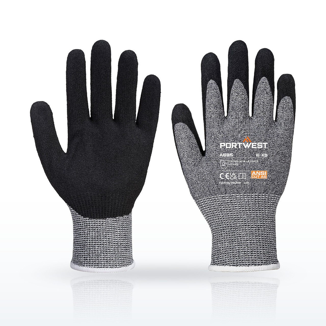 Portwest A665 Cut Resistant Gloves, ANSI A6, Cut E13 Nitrile Glove A6