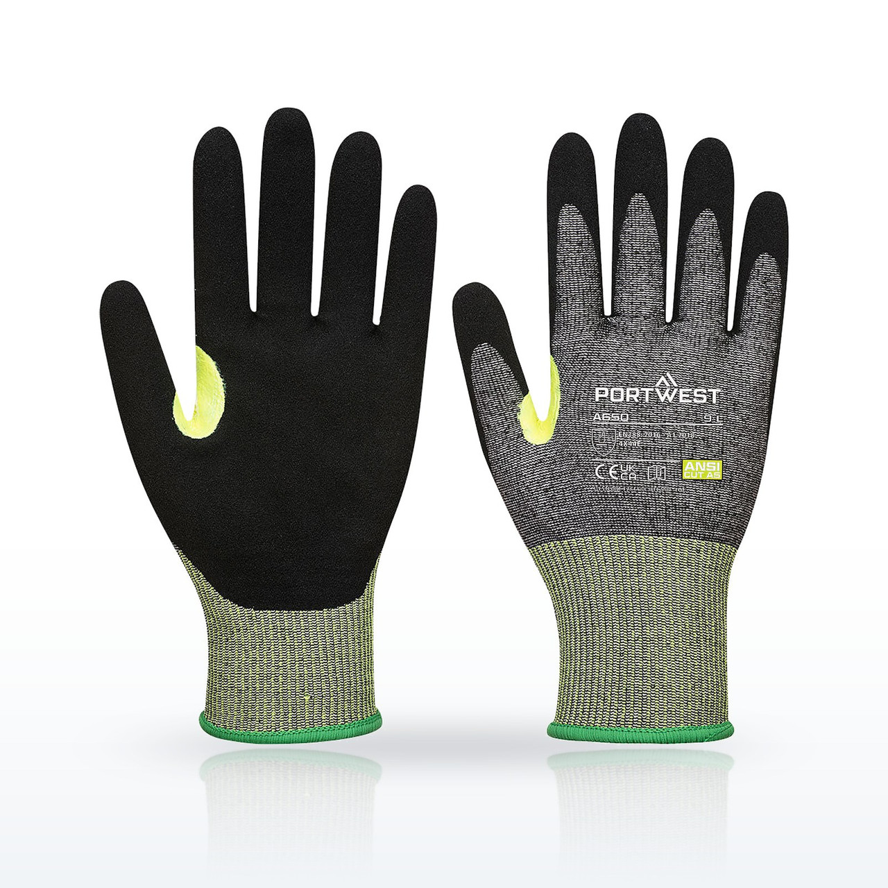Portwest A650 Cut Resistant Gloves, ANSI A5, CS Cut E15 Nitrile Glove A5