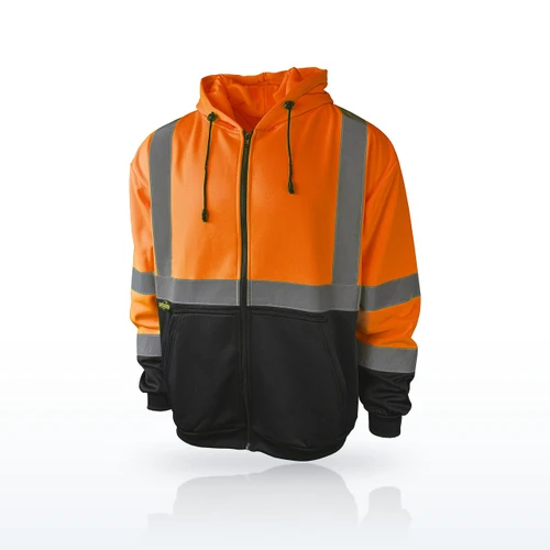 Radians SJ01B-3 Hi-Vis Shirts, Class 3 Color Blocked Hooded Zippered Sweatshirt