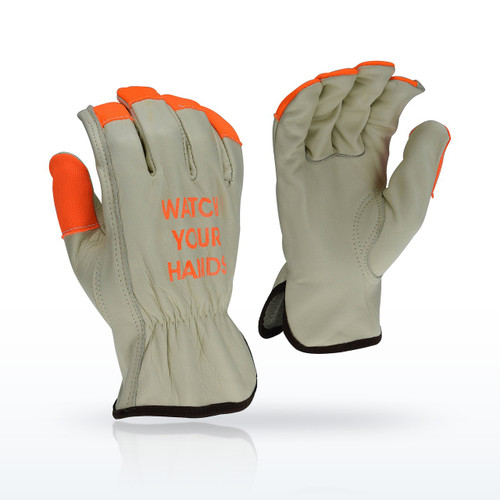Radians RWG4221HV Drivers Gloves, High Visibility Standard Grain Cowhide Leather