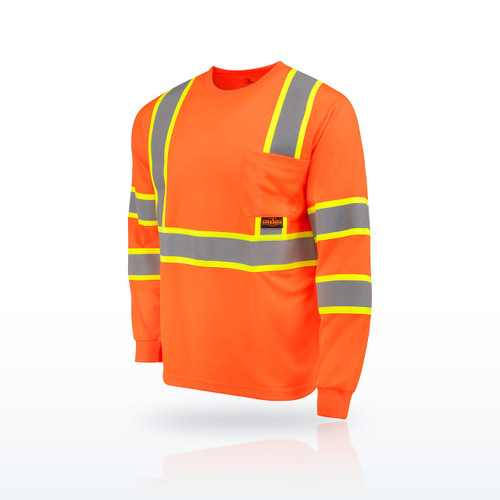 Radians ST41-3 Hi-Vis Shirts, Class 3 Mesh Long Sleeve T-Shirt, Contrast Trim