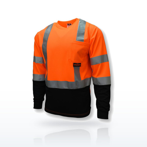 Radians ST21B Hi-Vis Shirts, Type R Class 3 Long Sleeve Black Bottom T-Shirt
