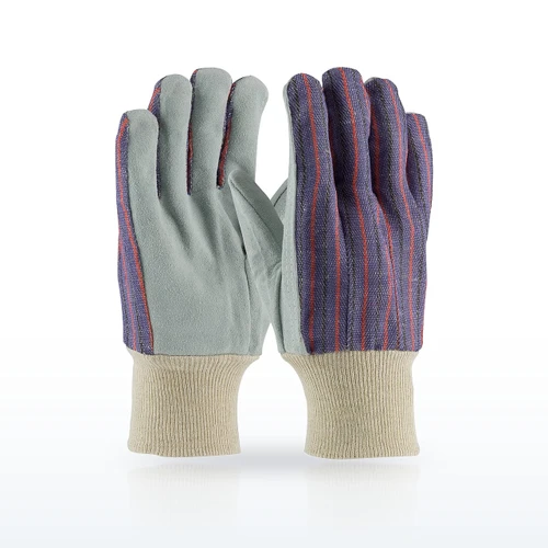 PIP 86-4104 Regular Grade Split Cowhide Leather Palm Glove, Fabric Back, Men's