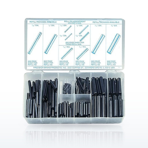 Precision Brand 12925 Clip, Ring & Pin Kits, Roll Pin Assortments, Spring Steel