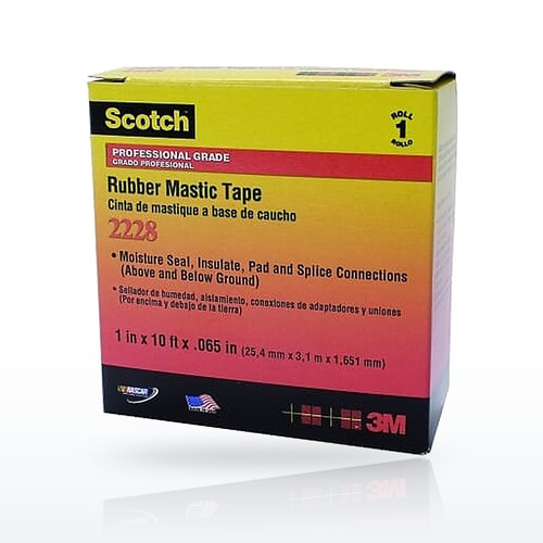 Rubber Mastic Tapes 2228, 2 in x 10 ft, 65 mil, Black