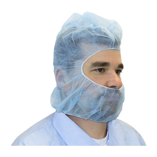 Safety Zone Disposable Polypropylene Hood with Beard Cover, White - XL