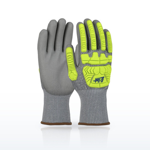 Seamless Knit HPPE Blended Glove with Hi-Vis Impact Protection and Polyurethane