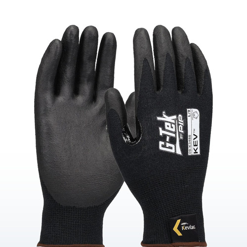 G-Tek KEV 09-K3488 Cut Resistant Gloves, ANSI A4, Foam Nitrile Coated Grip