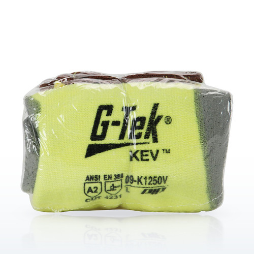 G-Tek KEV 09-K1250V Cut Resistant Gloves, ANSI A2, Seamless Knit A2 Kevlar Glove