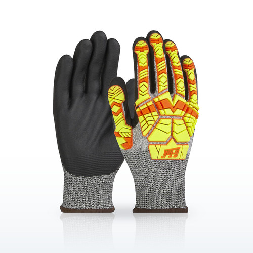 Seamless Knit PolyKor® Blended Glove with Hi-Vis Impact Protection - 16-MP230HV