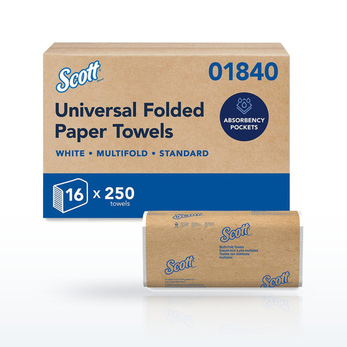 Scott Essential Multi-Fold Paper Towels - White, 16 Packs of 250