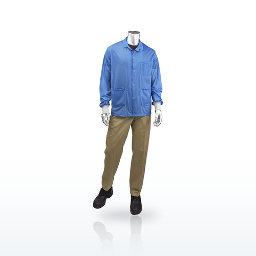 Short ESD Sheer Labcoat with ESD Knit Cuff, BR3C-42NB