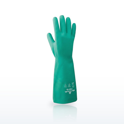 SHOWA 730 Flock Lined Nitrile Chemical Gloves, 15 mil - 2XL
