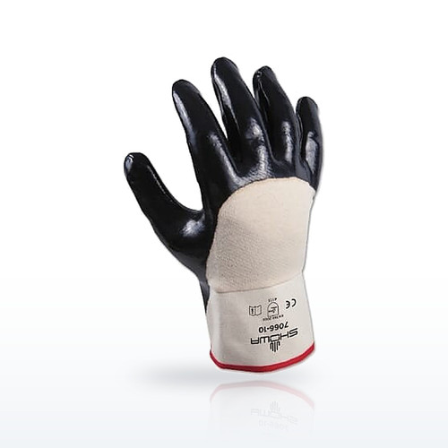 SHOWA 7066 3/4 Nitrile dip, Jersey Liner, safety cuff, smooth, LG