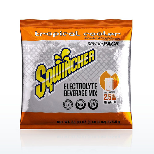 Sqwincher Electrolyte Powder Pack, Tropical Cooler, 2.5 Gal Yield - Case of 32