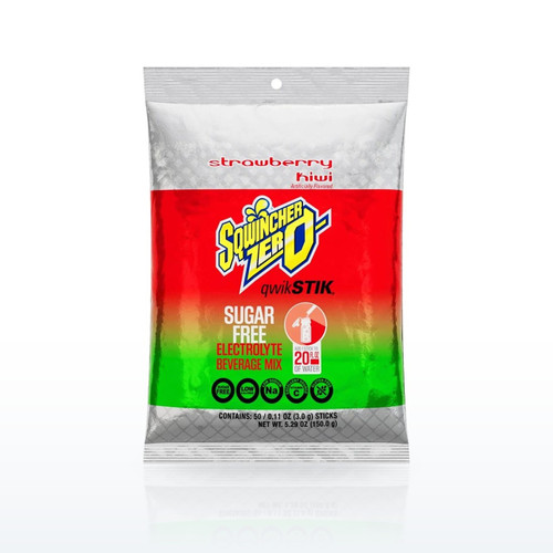 Sqwincher Qwik Stik ZERO Electrolyte Mix, Strawberry Kiwi - Pack of 50