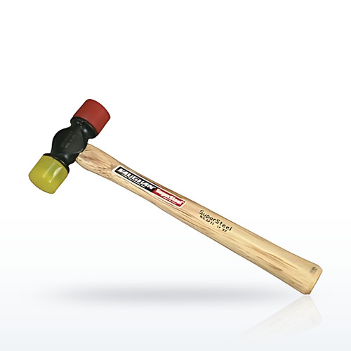 Soft Face Hammer, 12 oz Head, 1-3/8 in dia Face, 12-1/8 in OAL, Red/Yellow