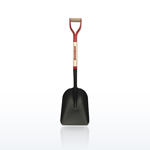 Steel Scoop, 15 in L x 11 in W Blade, 30 in Hardwood D-Grip Handle