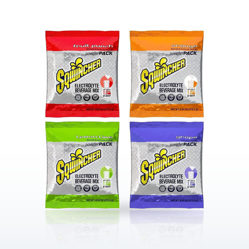 Sqwincher Electrolyte Powder Pack, Assorted Flavors, 1 Gal Yield - Box of 20