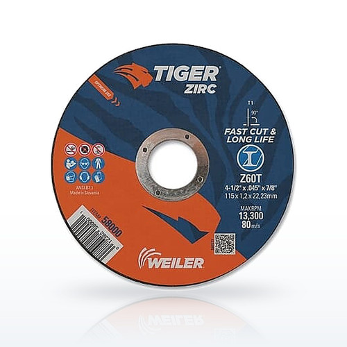 Weiler Tiger 580 Resin Bonded Abrasives, Zirc Cutting Wheels