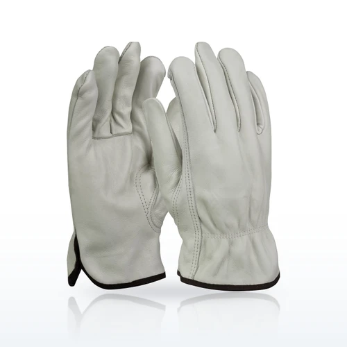 Top Grain Cowhide Leather Drivers Glove with White Waffle Knit Thermal Lining