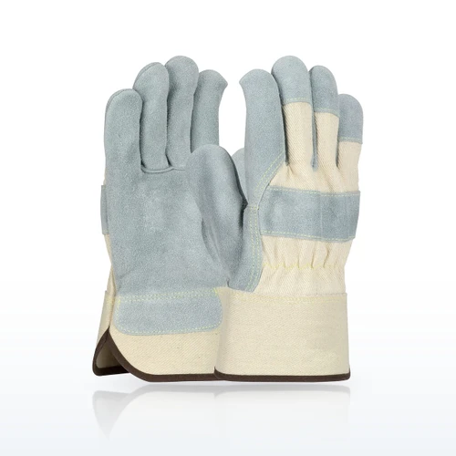 PIP 500DC Superior Grade Split Cowhide Leather Palm Glove, Canvas Back