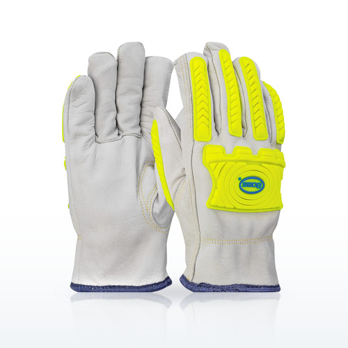 Top Grain Goatskin Leather Drivers Glove with UHMWPE Blend Lining and Hi-Vis