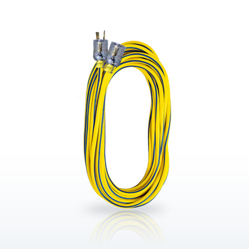 Voltec 100 ft 12/3 Locking Extension Cord with Lighted End - Yellow/Blue