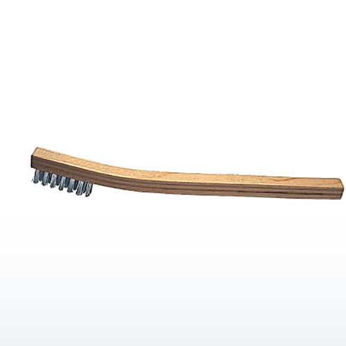 Welder's Toothbrush, 7-1/2 in, 3x7 Rows, Stainless Steel Wire, Bent Wood Handle