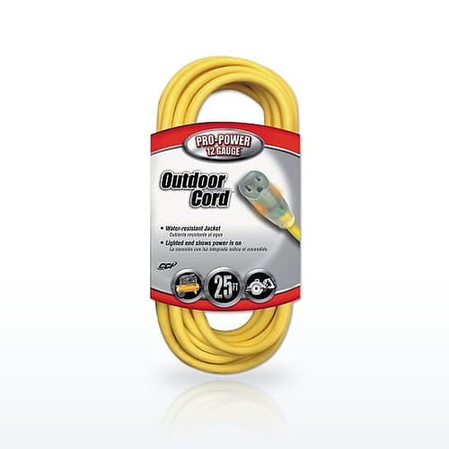 Yellow Jacket® Power Cord, 25 ft, 1 Outlet, Yellow