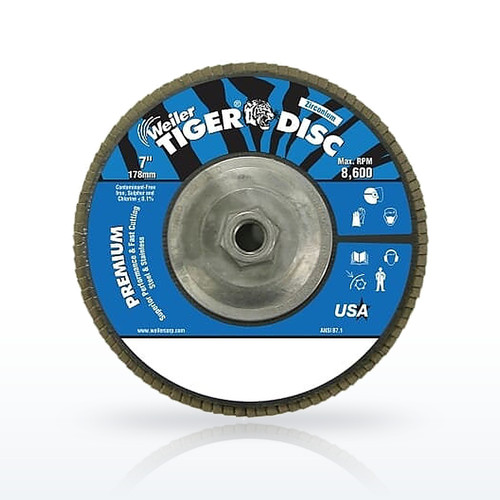 Weiler Tiger 50543 Coated Flap Disc Abrasives, Disc Angled Style Flap Disc
