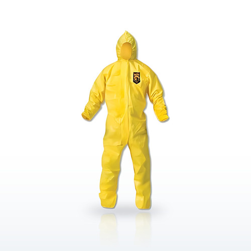 A70 Chemical Splash Protection Coveralls, Yellow, 2X-Large, Hood