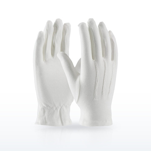 100% Cotton Dress Glove with Raised Stitching on Back - Open Cuff, 130-100WM