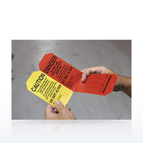 Accuform 3-in-1 Scaffold Inspection Tag - Red, Yellow and Green - Pack of 25