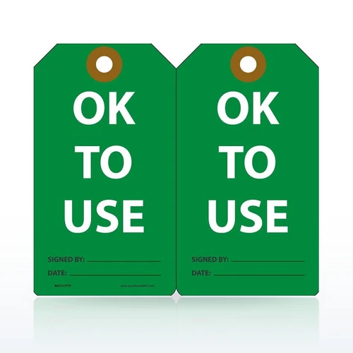 Accuform Safety Tags, OK to Use Equipment Status Tag, Pack of 25