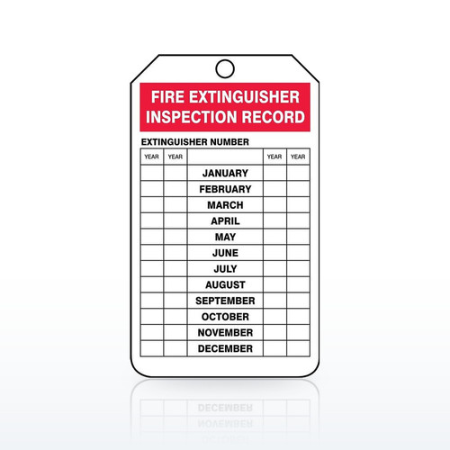 Accuform Fire Extinguisher Monthly Inspection Record Tag - Pack of 25
